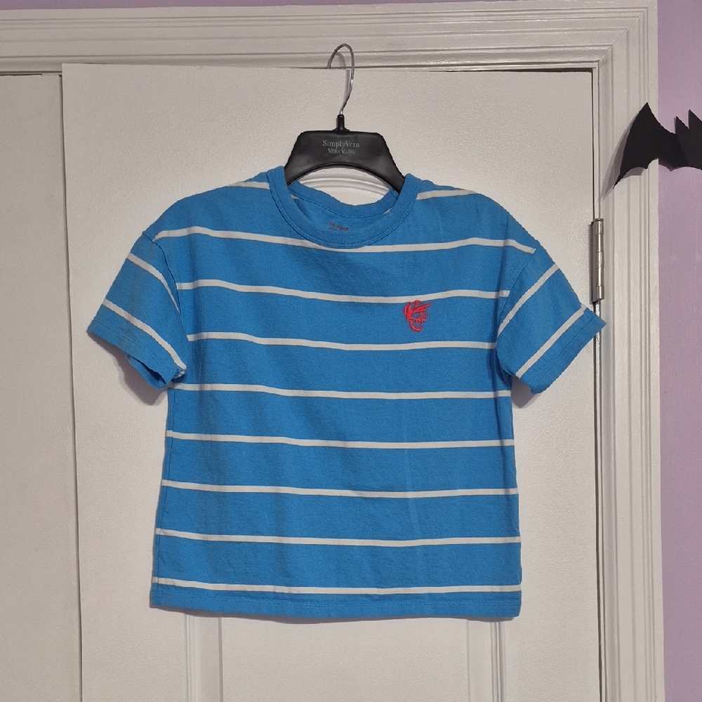 CAT&JACK Kids Blue Striped and Skull Short-Sleeve Tee
